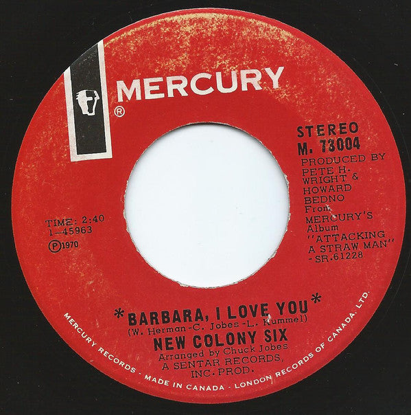 The New Colony Six : Barbara, I Love You / Prairie Grey (7")