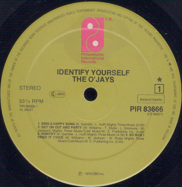 The O'Jays : Identify Yourself (LP, Album)