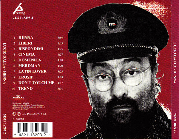 Lucio Dalla : Henna (CD, Album, Son)