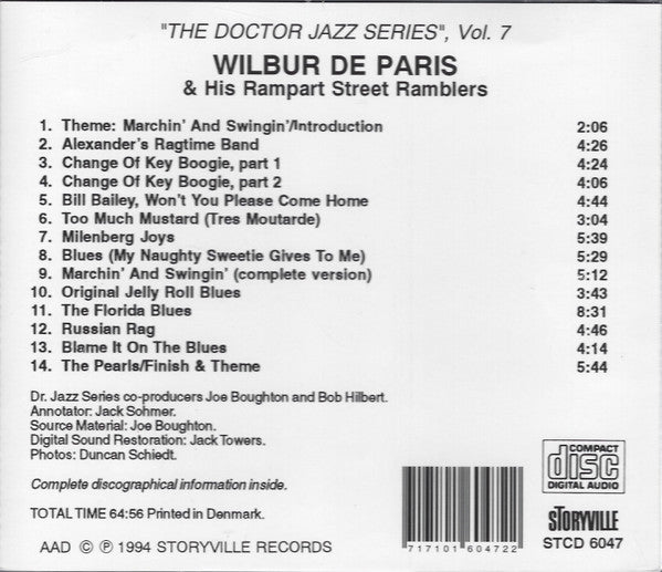 Wilbur De Paris And His Rampart Street Ramblers With Sidney De Paris, Omer Simeon, Don Kirkpatrick (4) & Freddie Moore : From Jimmy Ryan's, 52nd St. (CD, Album, Mono)