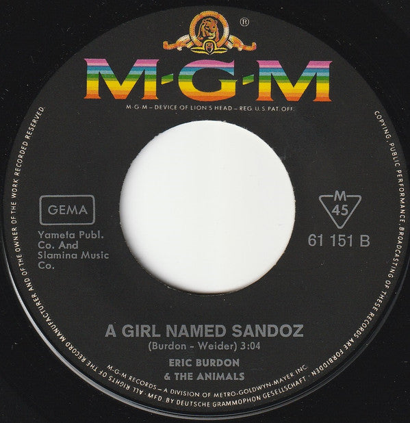 Eric Burdon & The Animals : When I Was Young / A Girl Named Sandoz (7", Single, Mono)