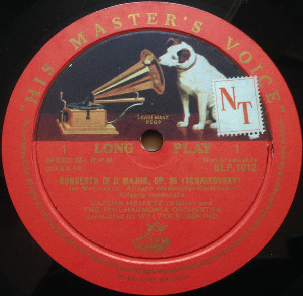 Pyotr Ilyich Tchaikovsky, Jascha Heifetz And Philharmonia Orchestra Conducted by Walter Susskind : Violin Concerto In D Major (10", Gat)