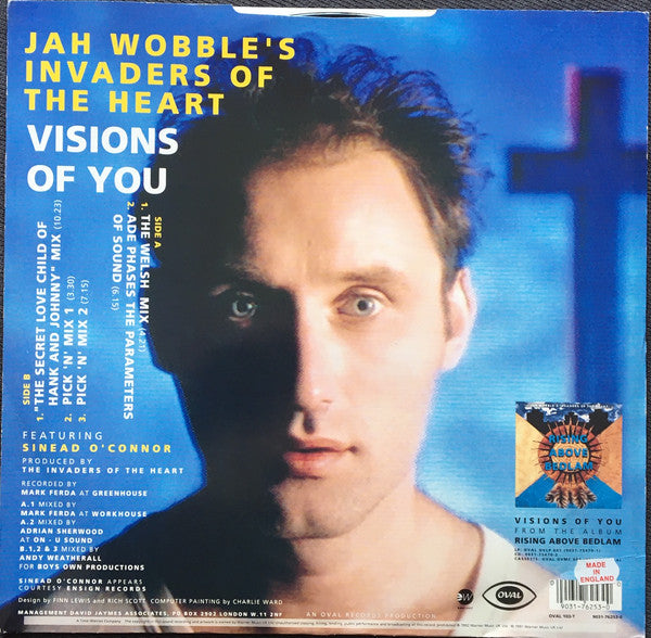 Jah Wobble's Invaders Of The Heart Featuring Sinead O'Connor* : Visions Of You (12", Single, Blu)