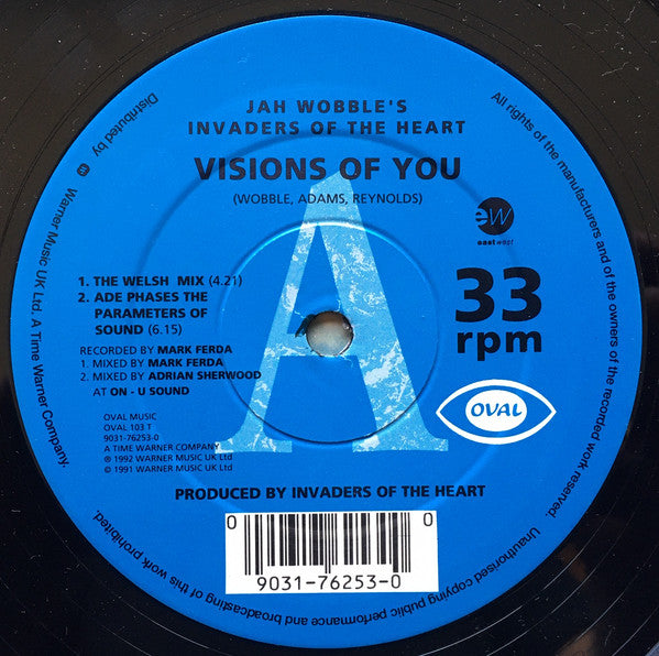 Jah Wobble's Invaders Of The Heart Featuring Sinead O'Connor* : Visions Of You (12", Single, Blu)
