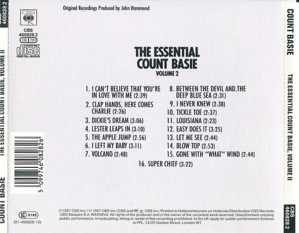 Count Basie : The Essential Count Basie Volume 2 (CD, Comp, Mono, RM)