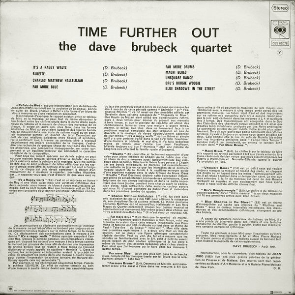 The Dave Brubeck Quartet : Time Further Out (Miro Reflections) (LP, Album, RE)
