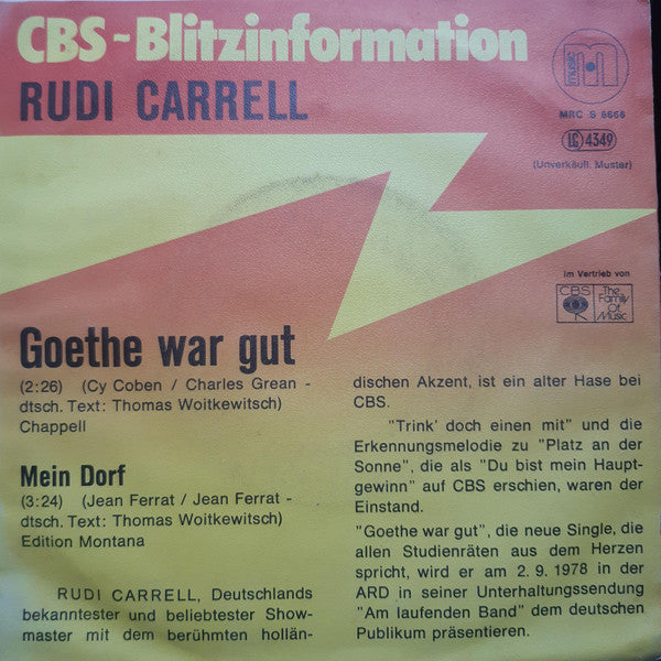 Rudi Carrell : Goethe War Gut (7", Single, Promo)