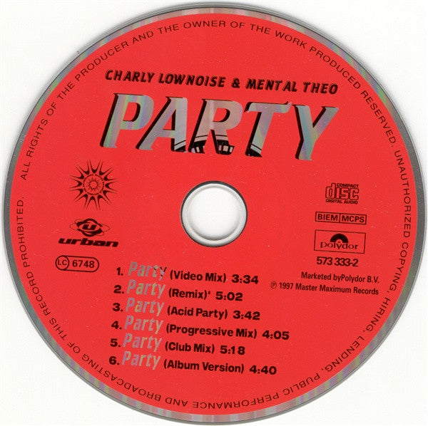 Charly Lownoise & Mental Theo : Party (CD, Maxi)