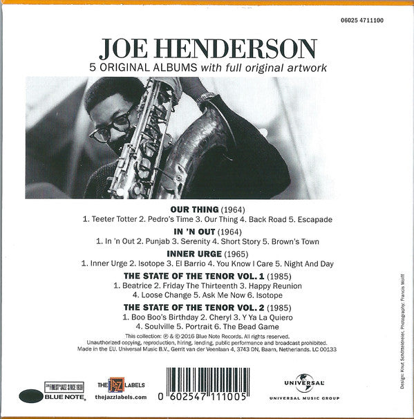 Joe Henderson : 5 Original Albums (5xCD, Album, RE + Box, Comp)