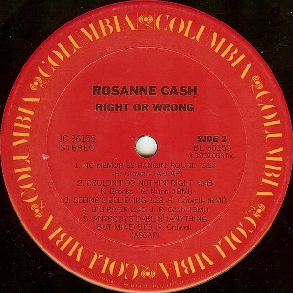 Rosanne Cash : Right Or Wrong (LP, Album, Pit)