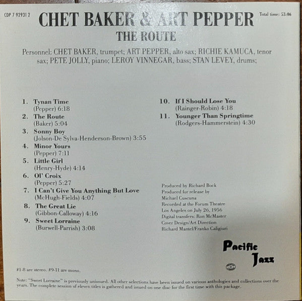 Chet Baker & Art Pepper : The Route (CD, Comp)
