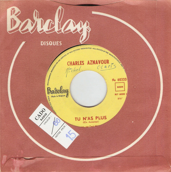 Charles Aznavour : Les Comédiens (7", Single, Jukebox)