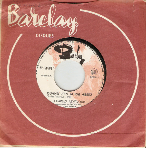 Charles Aznavour : A Ma Fille (7", Single, Jukebox)