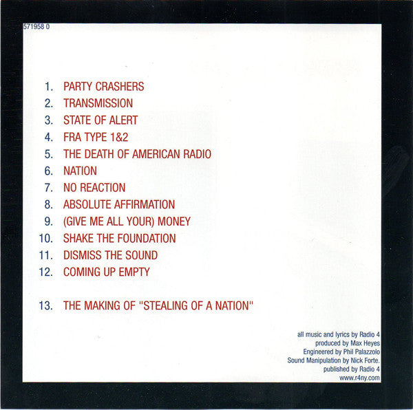 Radio 4 : Stealing Of A Nation (CD, Album, Enh, Promo)