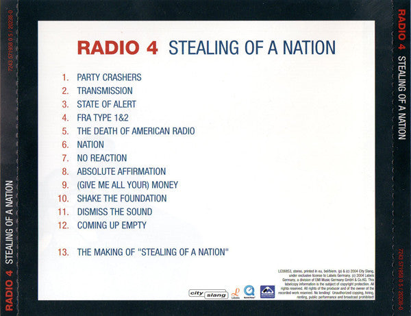 Radio 4 : Stealing Of A Nation (CD, Album, Enh, Promo)