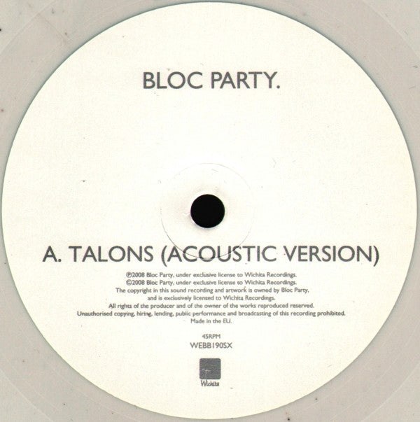 Bloc Party : Talons (7", Single, 2/2)