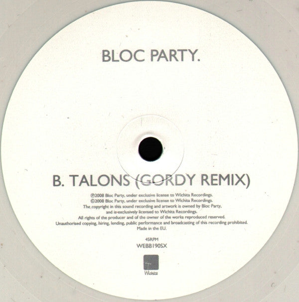 Bloc Party : Talons (7", Single, 2/2)