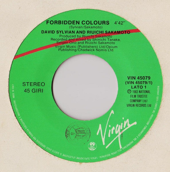 David Sylvian - Riuichi Sakamoto* : Forbidden Colours (7", Single)