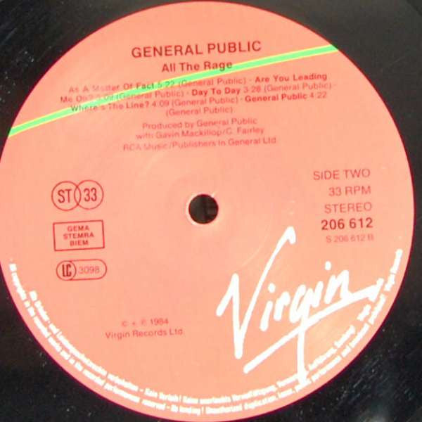 General Public : ...All The Rage (LP, Album)