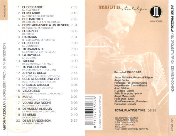 Astor Piazzolla Y Su Orquesta Típica : De Mi Bandoneon (CD, Comp)