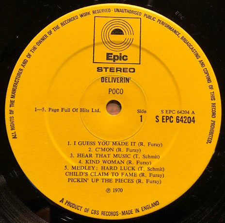 Poco (3) : Deliverin' (LP, Album, Qua)