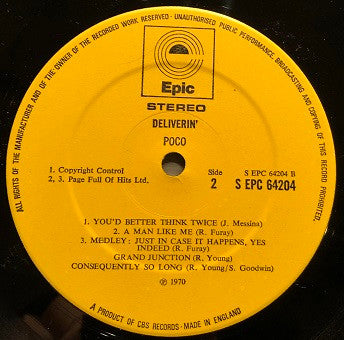Poco (3) : Deliverin' (LP, Album, Qua)