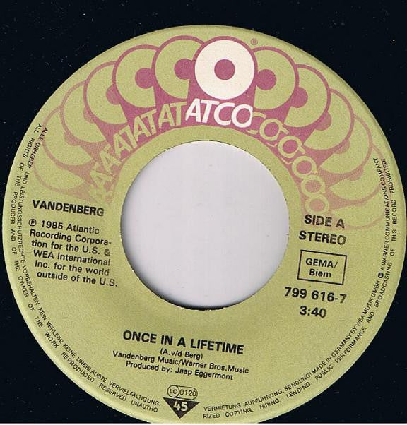 Vandenberg : Once In A Lifetime (7", Single)