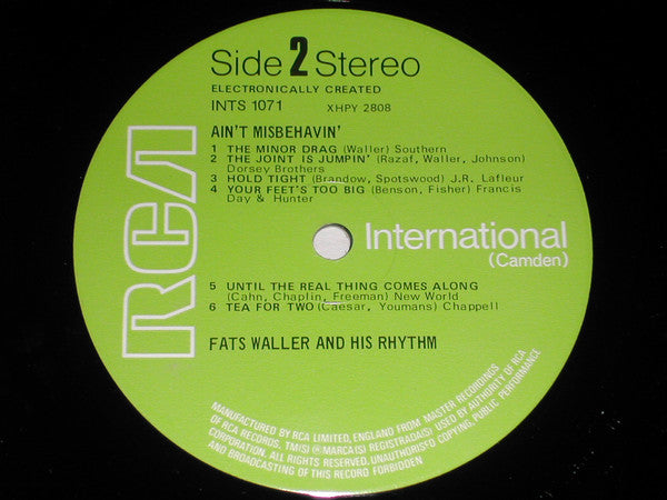 "Fats" Waller And His Rhythm* : Ain't Misbehavin' (LP, Comp, RE)