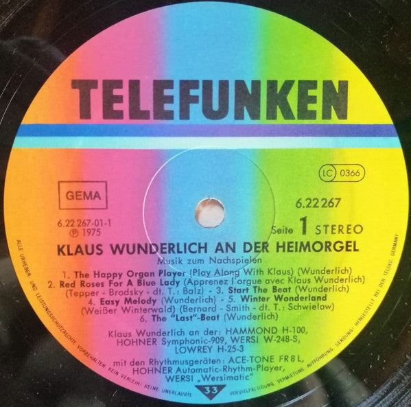 Klaus Wunderlich : An Der Heimorgel (LP, Album, Gat)