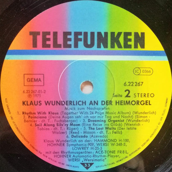 Klaus Wunderlich : An Der Heimorgel (LP, Album, Gat)