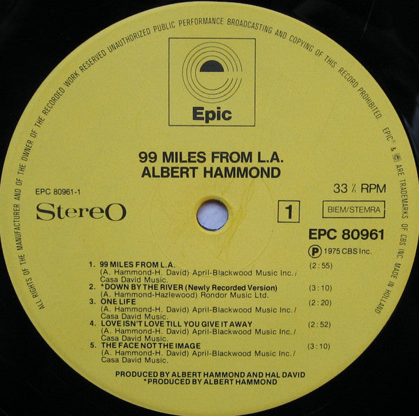 Albert Hammond : 99 Miles From L.A. (LP, Album)