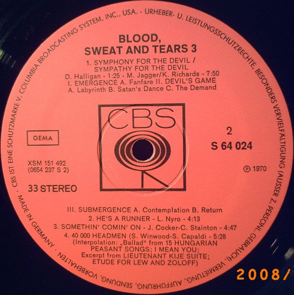 Blood, Sweat & Tears* : Blood, Sweat & Tears 3 (LP, Album, Gat)