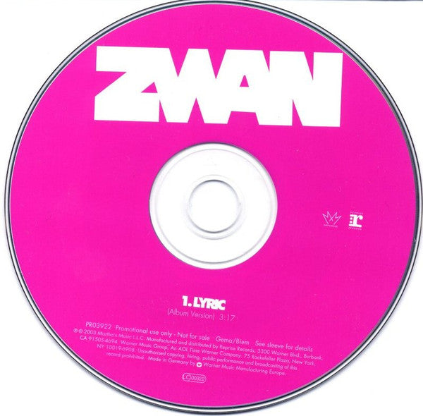 Zwan : Lyric (CD, Single, Promo, Car)