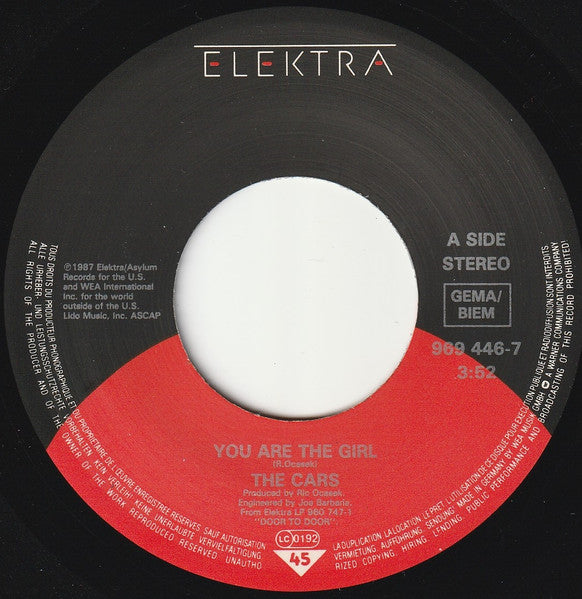 The Cars : You Are The Girl (7", Single)