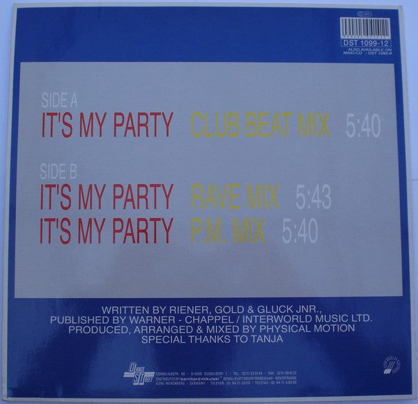 Rhonda & Physical Motion : It's My Party (12")