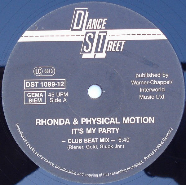 Rhonda & Physical Motion : It's My Party (12")