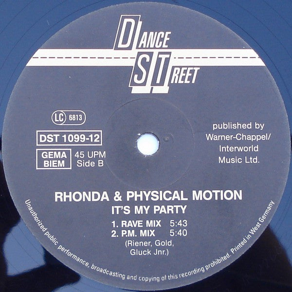 Rhonda & Physical Motion : It's My Party (12")