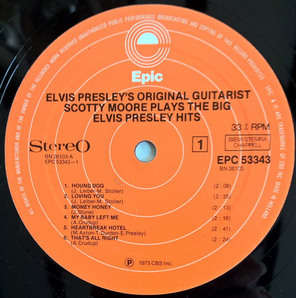 Scotty Moore : Elvis Presley's Original Guitarist Scotty Moore Plays The Big Elvis Presley Hits (LP, Album, RE)