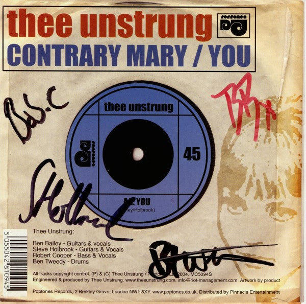 Thee Unstrung : Contrary Mary / You (7", Single)