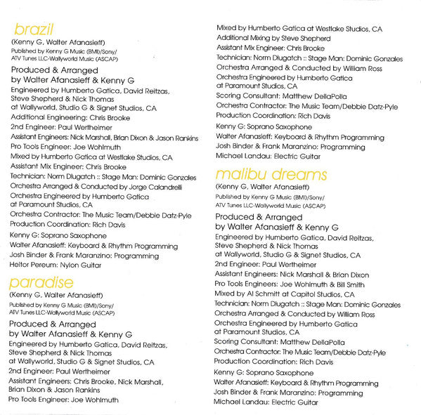 Kenny G (2) : Paradise (CD, Album, Copy Prot.)