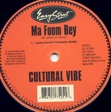 Cultural Vibe : Ma Foom Bey (12", RE, RM)