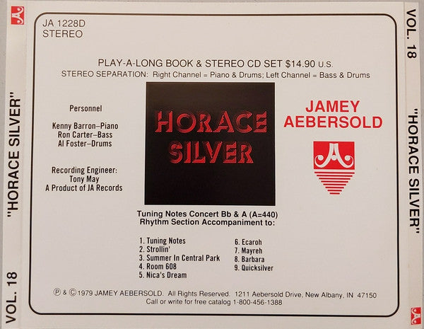 Jamey Aebersold : For You To Play... Horace Silver Eight Jazz Classics (CD, RE)