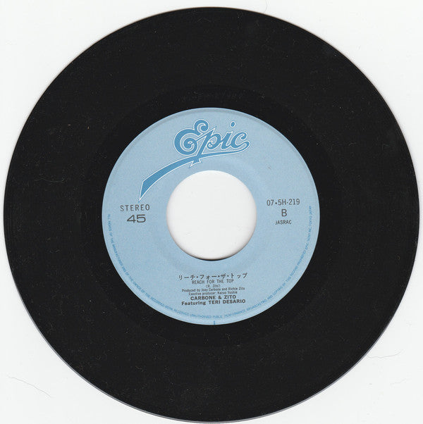 Joey Carbone = Joey Carbone & Richie Zito = Richie Zito Featuring Teri Desario = Teri Desario : Over Night Success = オーバーナイト・サクセス (7")