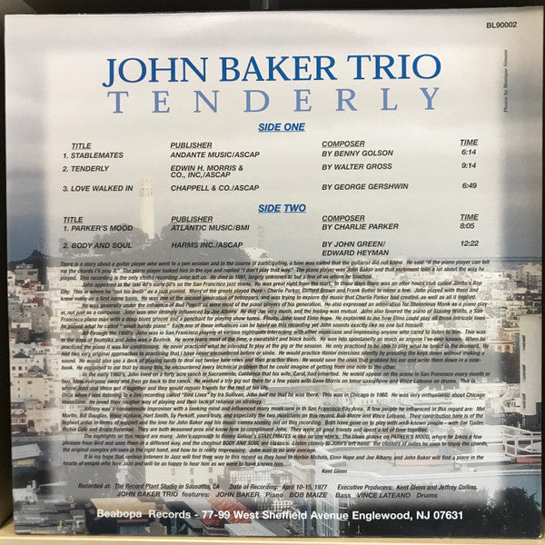 John Baker Trio : Tenderly (LP)
