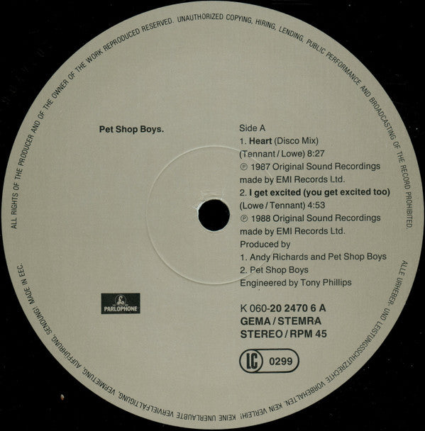 Pet Shop Boys : Heart (12", Maxi, Chr)
