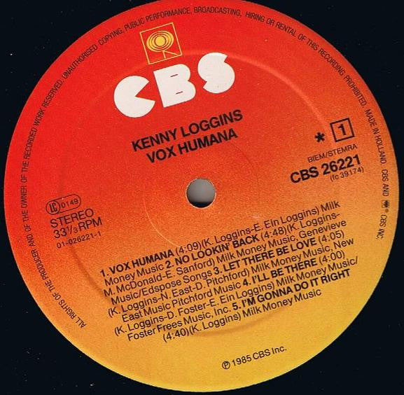 Kenny Loggins : Vox Humana (LP, Album, Sun)