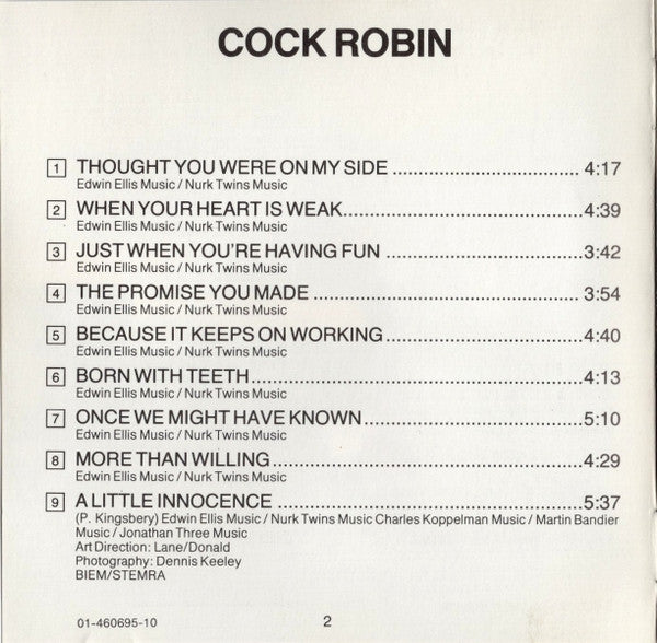 Cock Robin : Cock Robin (CD, Album, RE)