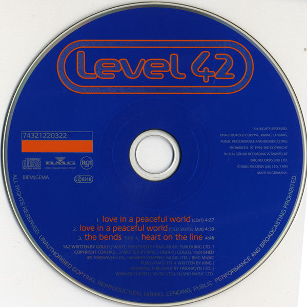 Level 42 : Love In A Peaceful World (CD, Single)