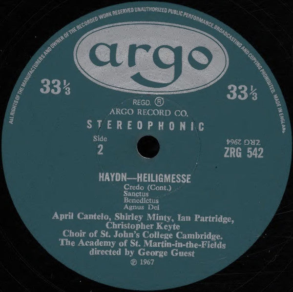 Joseph Haydn - St. John's College Choir, The Academy Of St. Martin-in-the-Fields, George Guest (2) : Heiligmesse (LP)