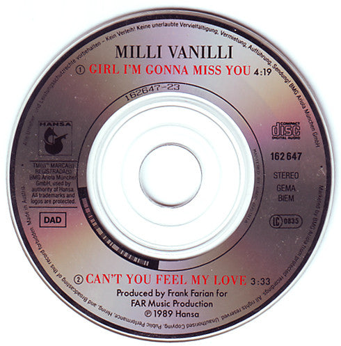Milli Vanilli : Girl I'm Gonna Miss You (CD, Mini)
